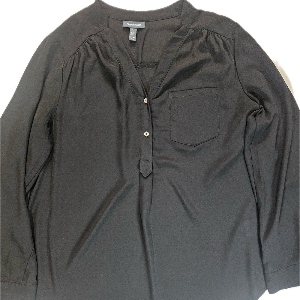 ModCloth Blouse Womens Large Black Vintage Inspired Classic Feminine Work Top